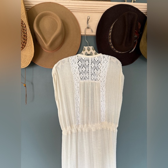 RARE Jens Pirate Booty + Free People lace inroads maxi button down dress sz M/L - Picture 7 of 15